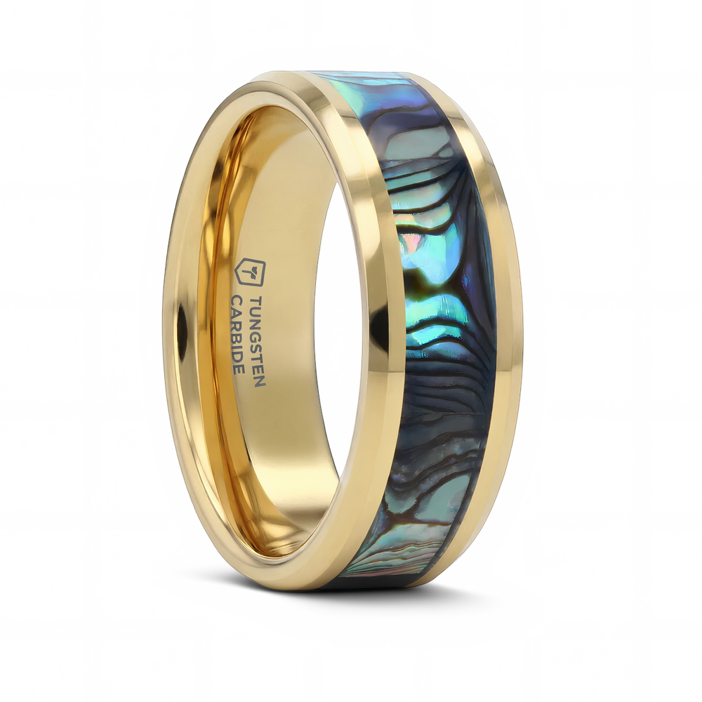 Gold Plated Tungsten with Mother of Pearl - 8mm 