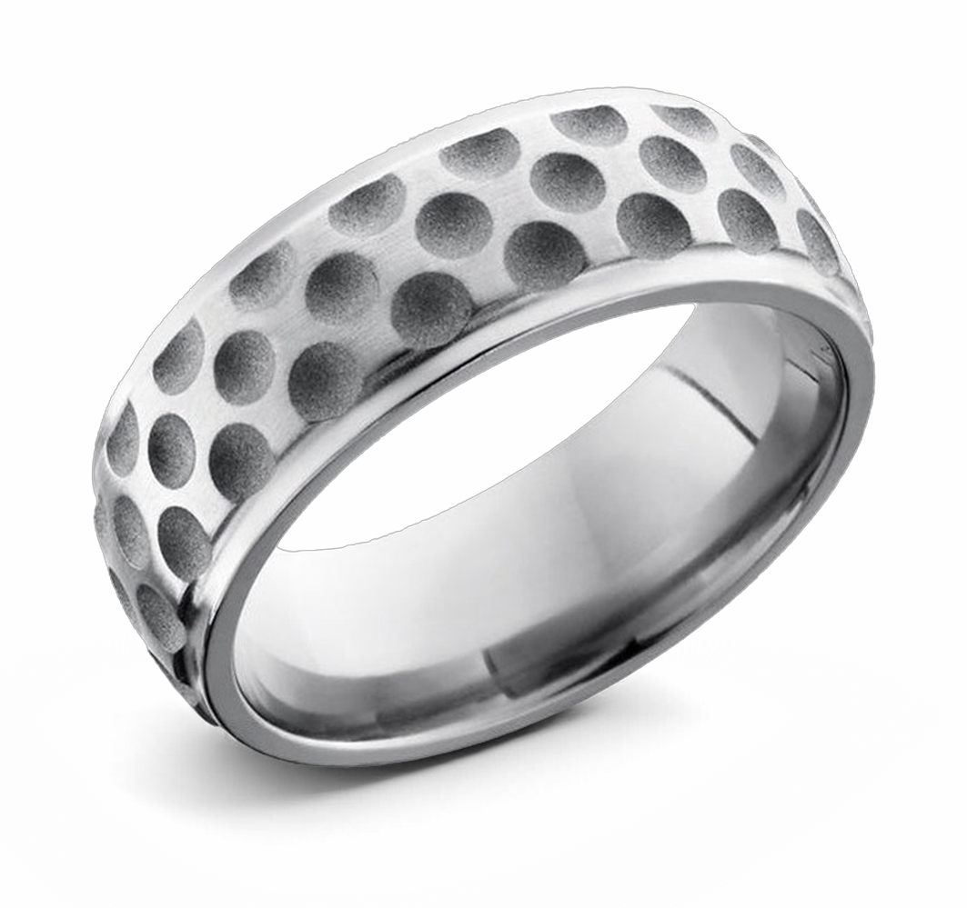 Golf Ball Pattern Ring - Titanium 8mm 