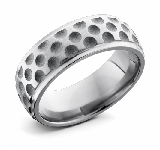 Golf Ball Pattern Ring - Titanium 8mm 