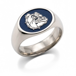 Gonzaga University signature oval signet ring in polished cobalt chrome featuring the Gonzaga logo