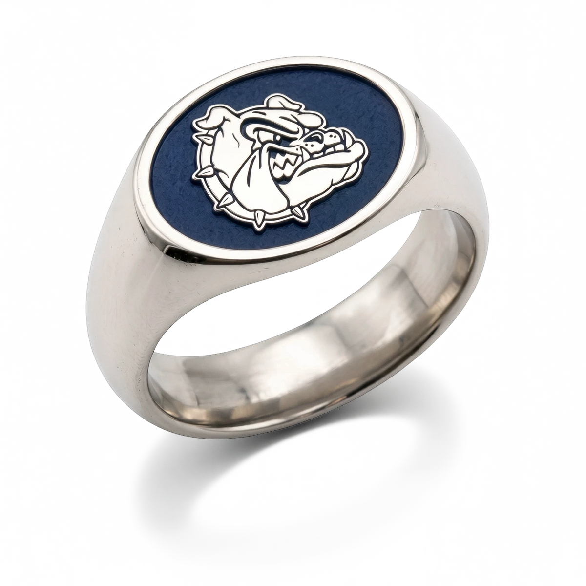 Gonzaga University signature oval signet ring in polished cobalt chrome featuring the Gonzaga logo