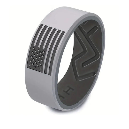 American Flag Silicone Ring Gray