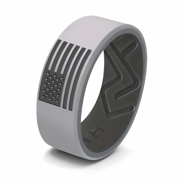 American Flag Silicone Ring - Gray 