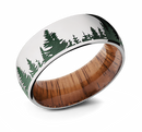 Green Tree Line Ring with Koa Wood Sleeve 