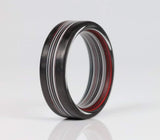 Fordite Men's Ring with Carbon Fiber Rails 