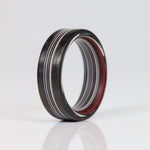 Fordite Men's Ring with Carbon Fiber Rails 