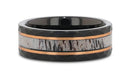 Black Tungsten Hammered Ring with Antler & Rose Gold Inlay - Camo Ever After