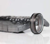 Fordite Men's Ring with Carbon Fiber Rails 