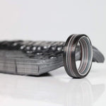 Fordite Men's Ring with Carbon Fiber Rails 