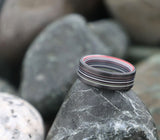Fordite Men's Ring with Carbon Fiber Rails 
