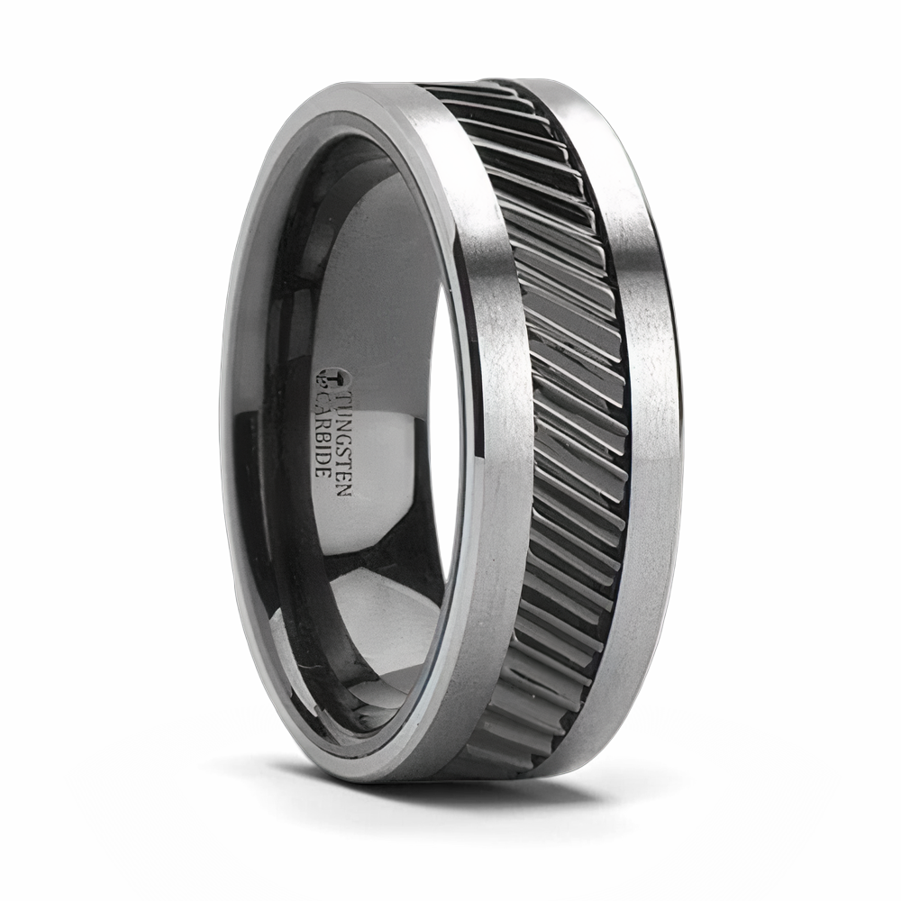 Gear Teeth Pattern Ceramic & Tungsten Ring 
