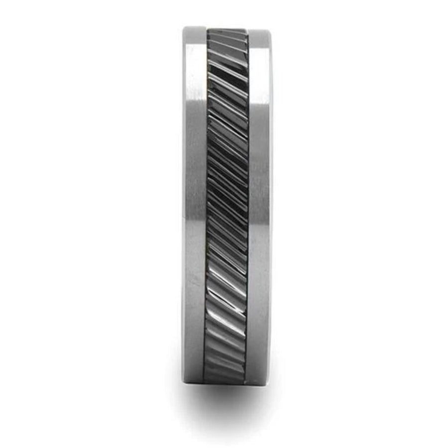 Gear Teeth Pattern Ceramic & Tungsten Ring 