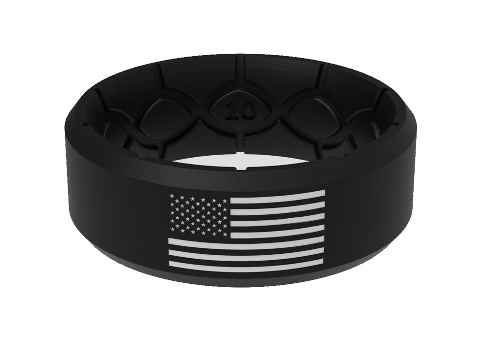 American Flag Silicone Ring - Black and White - Camo Ever After