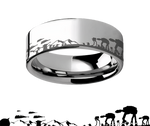 Hoth Battle Scene Star Wars Ring - Flat Titanium 