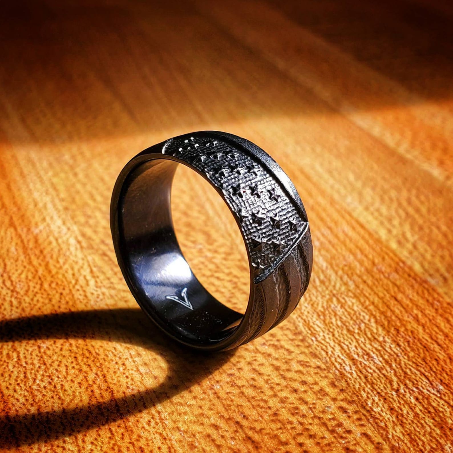 Old Glory Black Titanium American Flag Ring - Camo Ever After