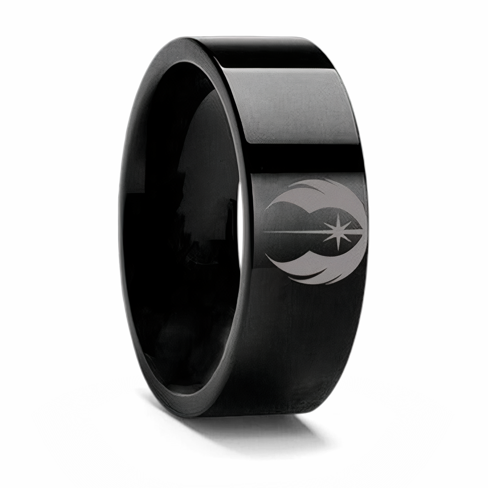 Jedi Order Symbol Star Wars Ring - Black Tungsten 8mm 