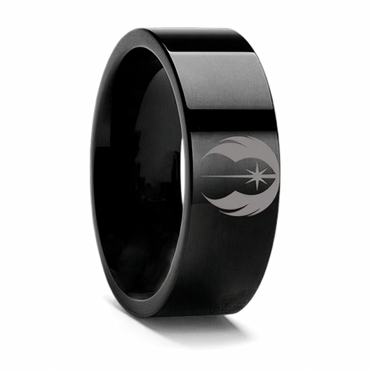 Jedi Order Symbol Star Wars Ring - Black Tungsten 8mm 