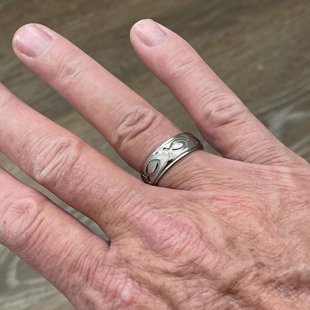 Jesus Fish Ring  - Titanium 8mm 