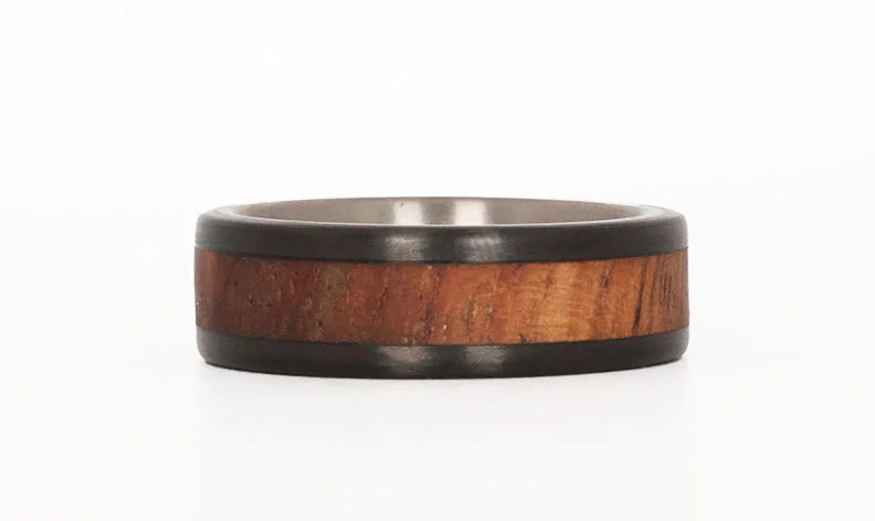 Koa Wood Ring with Carbon Fiber & Titanium 