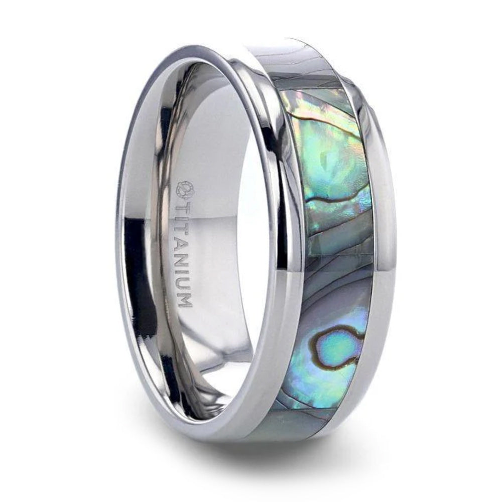 Mother of Pearl Beveled Wedding Band