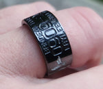 Black Duck Band Ring with White Ducks - 10mm 