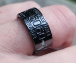 Black Duck Band Ring with White Ducks - 10mm 