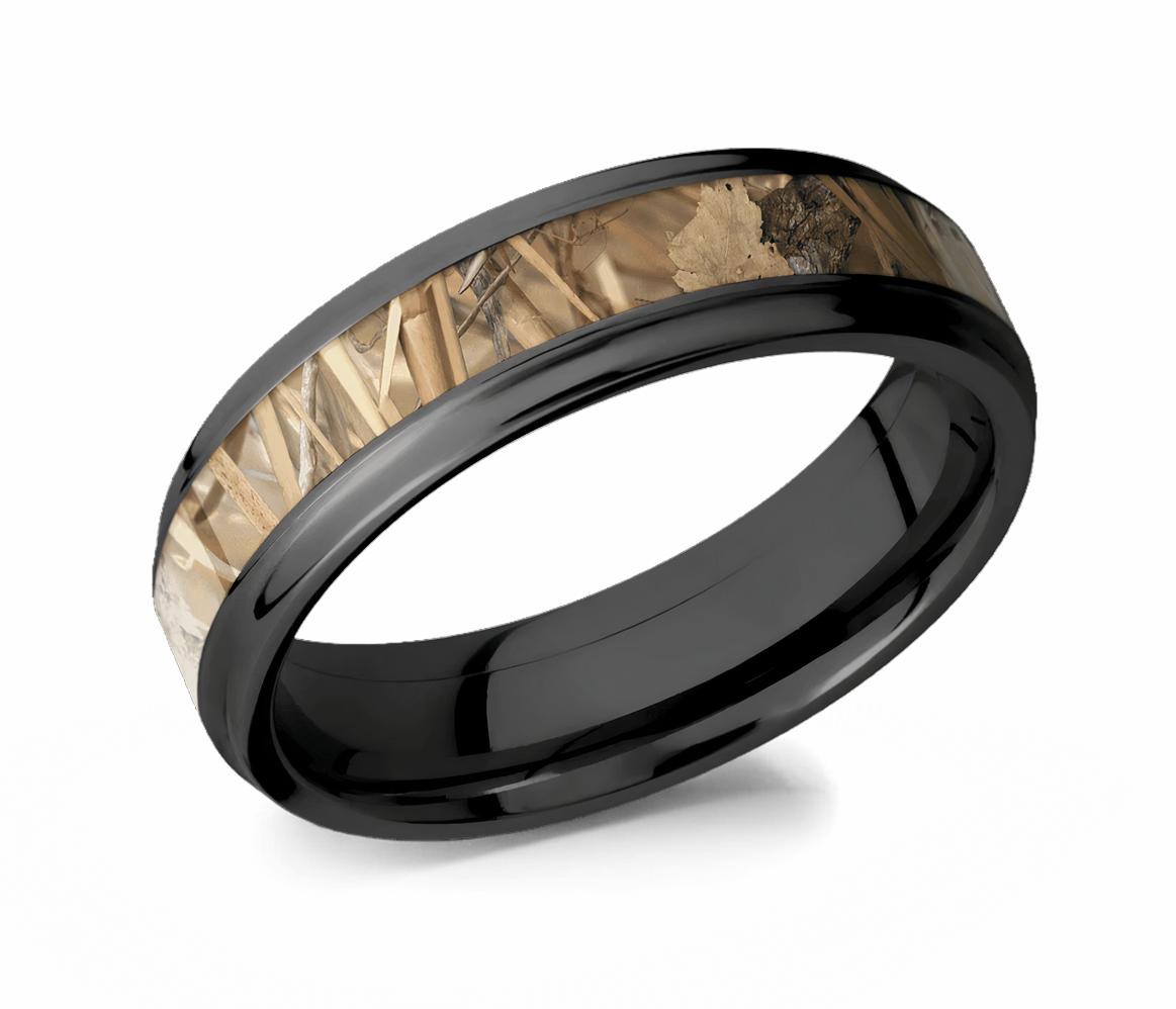 Black King's Field Camo Ring - Zirconium 6mm 