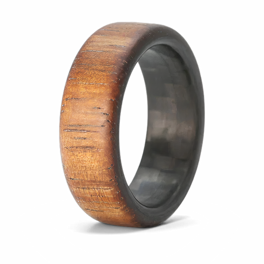 Koa Wood Ring with Carbon Fiber Sleeve 