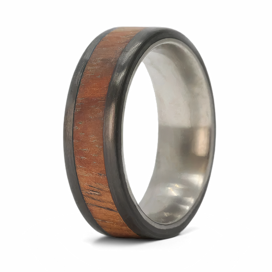 Koa Wood Ring with Carbon Fiber & Titanium 