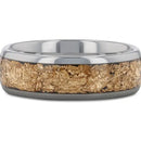 Tungsten Ring with Gold Flakes Inlay 
