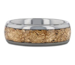 Tungsten Ring with Gold Flakes Inlay 
