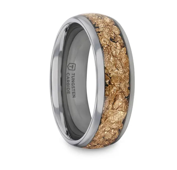 Tungsten Ring with Gold Flakes Inlay - Camo Ever After