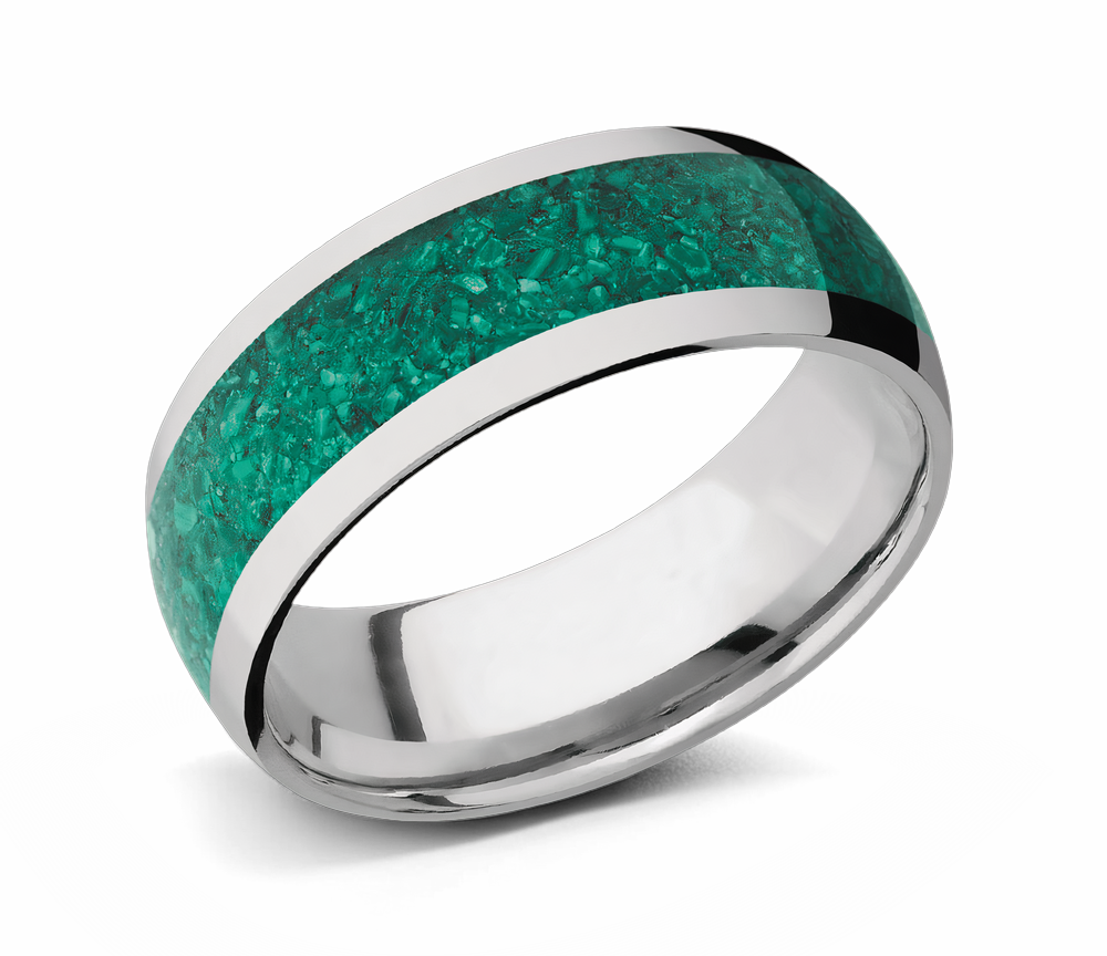 Malachite Ring - Titanium Domed 
