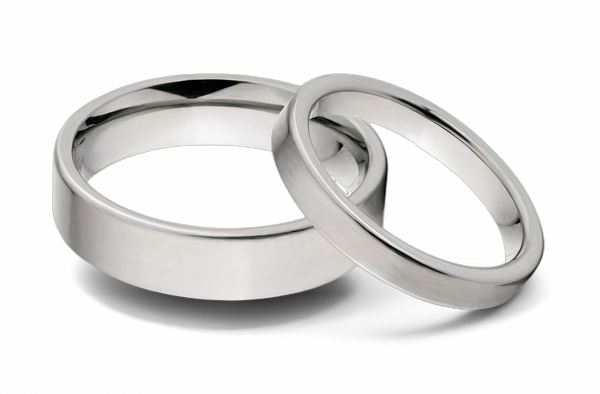 Matching Titanium Ring Set with Brush Finish 