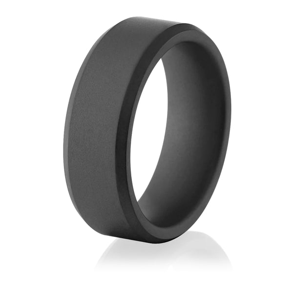 Matte Ceramic Beveled Wedding Band