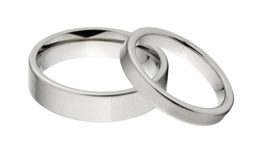 Titanium wedding ring set matte finish