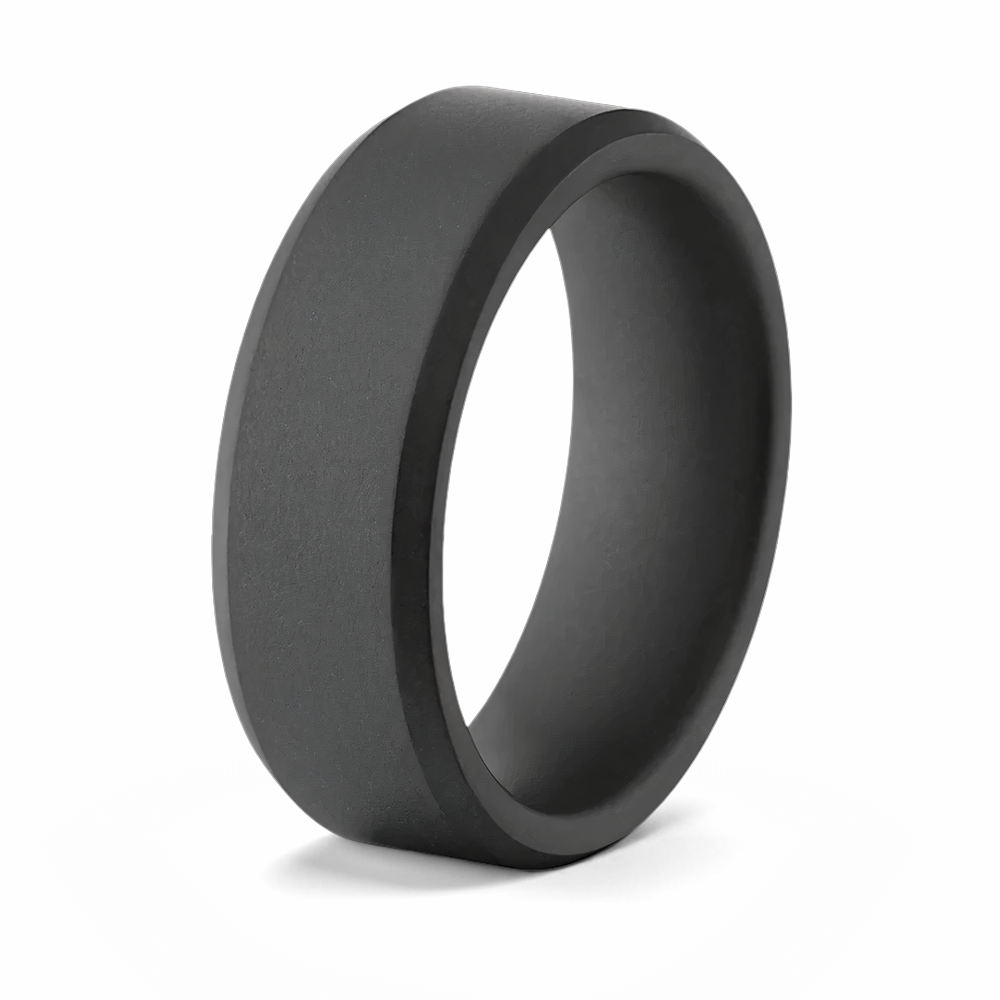 Matte Ceramic Beveled Wedding Band 