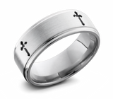 Mens Cross Ring - Titanium 8mm 