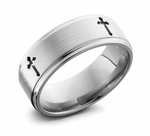 Mens Cross Ring - Titanium 8mm 