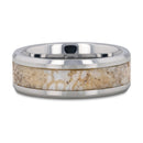 White Dinosaur Bone Inlay Ring Tungsten- Choose Width 