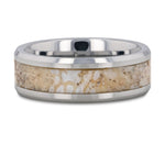 White Dinosaur Bone Inlay Ring Tungsten- Choose Width 