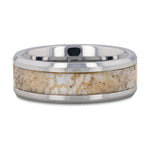 White Dinosaur Bone Inlay Ring Tungsten- Choose Width 