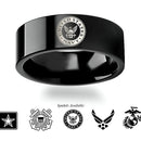 Military Wedding Ring in Black Tungsten - Choose Logo 