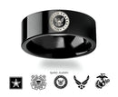 Military Wedding Ring in Black Tungsten - Choose Logo 