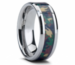 Tungsten Ring with Military Style Jungle Camo Inlay 
