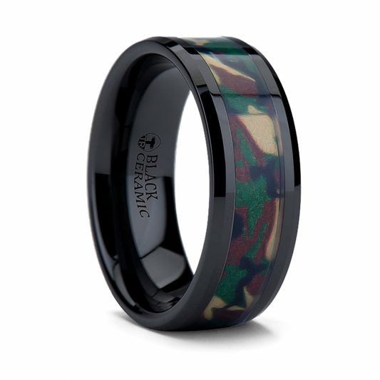 Military Camo Ring with Jungle Camo 8mm 
