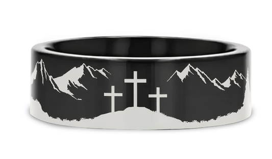 Crosses on Mountain Scenery Ring 