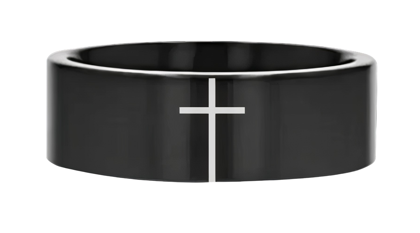 Minimalistic Cross Black Tungsten Ring 
