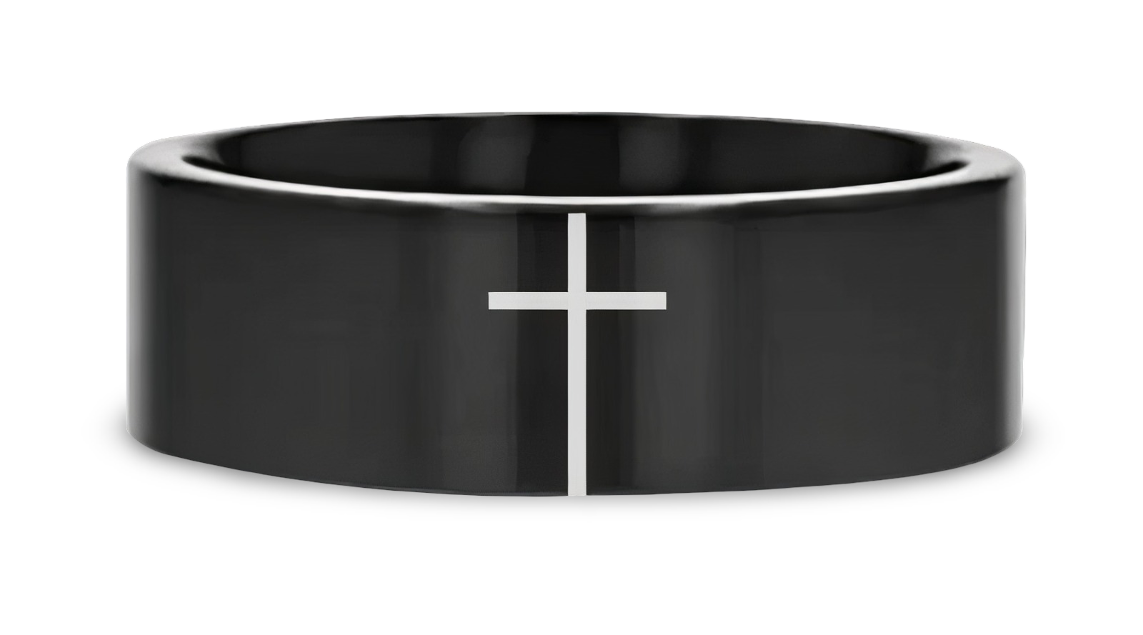 Minimalistic Cross Black Tungsten Ring 