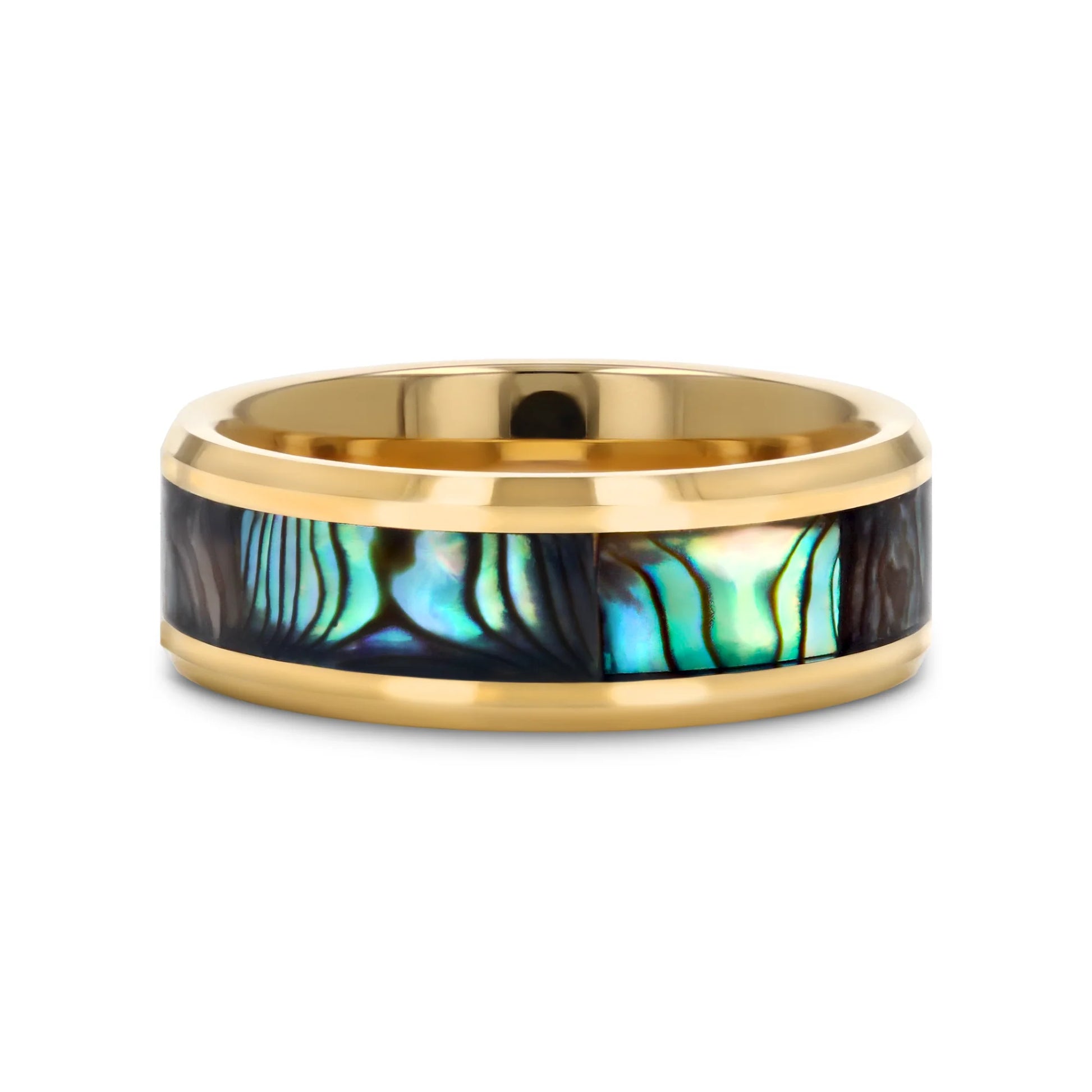 Gold Plated Tungsten with Mother of Pearl - 8mm 